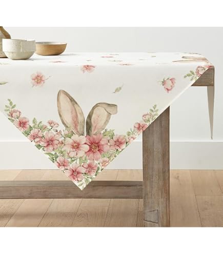 4 Tovagliette Rotonde Pasquali In Lino Con Orecchie Di Coniglio - 35 Cm - Decorazioni Tavola Per Cena Di Pasqua - 3