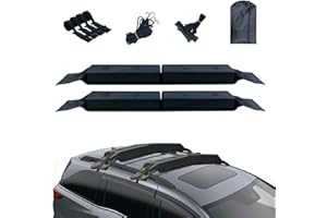 HOCOMAY Soft Roof Rack Pads, 31.5" Universal Car Roof Rack Pad for Kayak Surfboard SUP Canoe Snowboard Paddle Board with 4 Fixed Straps, 2 Fixed Ropes, 2 Quick Release Buckles, Stowage Straps
