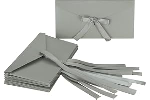 LONTG 10PCS Gift Card Envelopes Birthday Card Envelope Pearlescent Paper Wedding Invitation Envelope Cute Mini Envelopes with Ribbon for Handmade Invitations Letters or Festival Cards