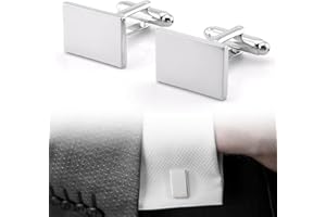 JUGUTA Gemelos Camisa Hombre, 2 Piezas De Plata Clásicos Para Bodas Y Conferencias, Color Plata, Tamaño 1.8Cm X 1.4Cm, Elegantes Y Sofisticados