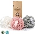 XINGSUI 4 Pack Mesh Pouf Bath Sponge, Mesh Exfoliating Bath And Shower Body Puff Sponges, Shower Puff Sponges, Bathing Loofah, For Male And Female (4 Colors