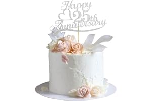 GlamRays 25th Anniversary Cake Toppers Silver Glitter, 25 Wedding Anniversary Party Decoration Ideas, Premium Quality, Robust Double-Sided Glitter