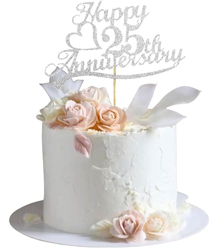 Rsstarxi Tortenaufsatz „Happy 80th Anniversary“ – Glitzernd, 15x23,6 Cm, Aus Karton, Für Kuchen & Desserts