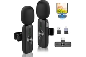 GEYUEYA HOME Lavalier Mikrofon Wireless für Android/iPhone/iPad/Laptop,kabelloses Plug-Play Mikrofon für Aufnahme,Videoaufzeichnung,YouTube,TikTok,Rauschunterdrückung,Keine APP