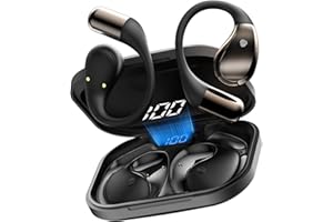 CONYAT Open Ear Kopfhörer Bluetooth 6.0 mit HD Mic, 2025 Kopfhörer Kabellos Bluetooth HiFi Stereo mit Ohrhaken, 40H Spielzeit, Bluetooth Kopfhörer mit LED-Anzeige, IP7 Wasserdicht Ohrhörer für Sport, Schwarz