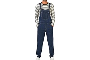 VOKKRV 2023 Peto Vaquero Hombre de Mono otoño Casual Pantalones de Mezclilla Retro Moda Denim Jeans de Trabajo con Bolsillo clásico Suelto Jumpsuit Informal Overall pantalón Largos Inviernos Nueva
