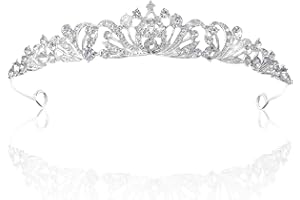 SPRIEßEN Diadema De Princesa,Tiara De Novia,Tiara Corona,14.5x2.6 Cm Corona De Cristal Para Mujer,Regalo Para El Cabello Para Mujeres, Bodas,GraduacióN, CumpleañOs,Fiestas De Baile(Silver)