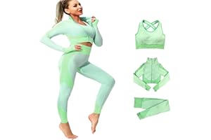 Veriliss 3-Set Completo Sportivo Palestra Donna, Fitness Completo, Workout Abbigliamento Oceans Cappotto Reggiseno Sportivo Ghette