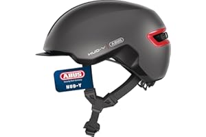 ‎ABUS ABUS Urban Helm HUD-Y - mit magnetischem, aufladbarem LED-Rücklicht & Magnetverschluss - Cooler Fahrradhelm für den Alltag - für Damen und Herren