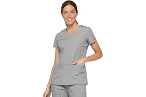 Dickies Women's EDS Signature V-Neck Top with Multiple Patch Pockets Medical Scrubs Shirt