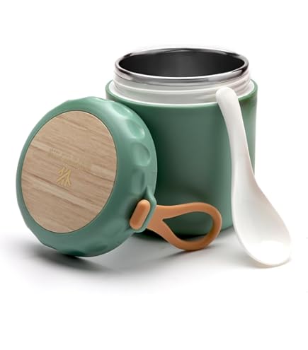 Récipient Isotherme En Acier Inoxydable 800ml - Avec Cuillère - Sous Vide - Poignée Silicone - Pour Repas Enfants/Adultes - Bleu