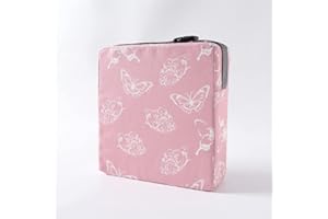 Chickwin Coussin Rehausseur Chaise Enfant, Chaise Haute Bébé Portable Réhausseur Coussin de Siège Ajustable Démontable Confortable Eponge Coussins pour Salle à Manger (32x32x8cm,papillon rose)