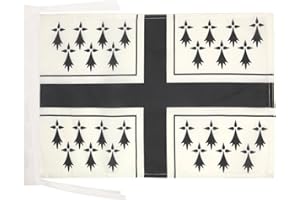 AZ FLAG - Drapeau Bretagne marine - 45x30 cm - Pavillon Pavillon Marin Breton 100% Polyester Avec Deux Cordelettes - 20g