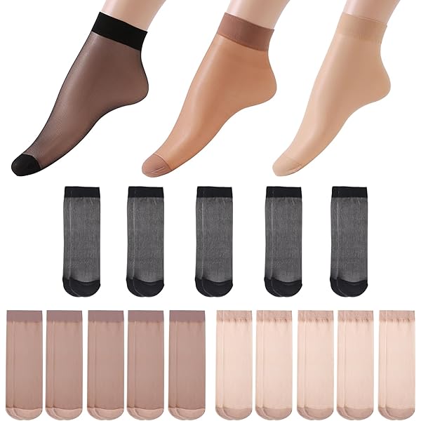 14 Paia Calze Di Nylon Donna - Calzini Trasparenti Alla Caviglia | Color Nudo E Nero, Taglia Unica, Morbide E Traspiranti - Foto 11