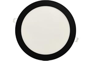 Jandei - Downlight LED 18W Redondo, Plano Empotrable, 1440 Lum, Interior IP20 con Marco Acabado Negro, Hueco Corte Ø 200-Ø 205 mm, Extraplano 13mm, Transformador Incluido (Blanco Frío 6000K)