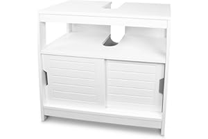 osoltus Hampton Waschbecken-Unterschrank - moderner Bad-Schrank - Badezimmer-Schrank - Waschtisch-Kommode für Bad & Gäste-WC - Weiß - 60 x 60 x 30 cm ( B x H x T)