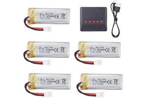 BLLRC 5PCS 3.7V 600mah Batterie au Lithium & 1PCS Chargeur 5 en 1 pour SYMA X600W X700 X700W Photographie aérienne quadrirotor Accessoires télécommande Drone Batterie au Lithium