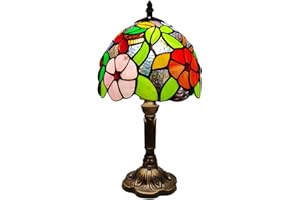 FUMAT Lampa stołowa Tiffany, 8 cali Vintage Lampa Biurkowa, Witrażowy Abażur, do Salonu, Sypialni, Gabinetu, Hotelu