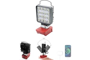 AKOCIRE Compatible with Milwaukee M18 18V Battery Cordless LED Work Light 5000LM Flashlight Portable Flood Light Compact Lighting with Type-C & USB Charge & Low Voltage Protection