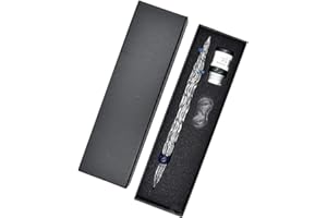 SIPLIV, penna a immersione in vetro fatta a mano con inchiostro set di cristallo acqua orchidea penna in vetro per calligrafia penna per ufficio Desktop ornamenti - blu