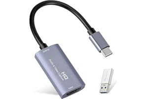 Guermok Video Capture Karte,USB 3.0 HDMI zu USB C Audio Capture Karte, 4K 1080p60fps Capture Geräte für Gaming Live Streaming Video Recorder, funktioniert für Windows Mac OS System für Switch