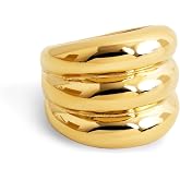 SINGULARU - Dune Ring. Rings in Steel with 18kt Gold Plated Finish. Jewelry for Women. Size 10 to 18