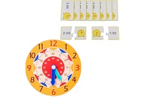 MXYZQDE Lernuhr Kind,Lernuhr Holz Uhr Lernen Uhr Zum Lernen für Kind Puzzle Spielzeug Uhrenkarten Schuluhren Unterrichtsmittel Geeignet für Kindergarten Grundschule