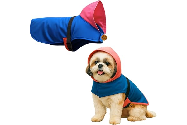 Sage Square Dog Raincoat Waterproof Pet Jacket with Hood & Leash Hole Lightweight & Breathable Fabric Adjustable Strap Coat Protects Against Rain, Mud, Ticks & Fleas (17Inch) (Small)