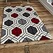Produktbild Think Rugs Hong Kong 7526 handgetuftet Teppich, Cremefarben/Rot, 150 x 230 cm