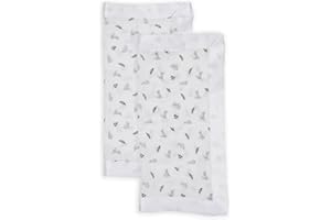 Lulujo Security Lovey Blankets | Unisex Softest Breathable Cotton Muslin Security Blanket Set with Silky Satin Trim | Neutral Comforting Blanket for Girls & Boys | 16in x 16 in | Bunnies
