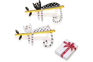 LINJINDE 2 Pezzi Spille da Donna ago Gatto Set per Vestiti Cardigan, Spilla da Sposa in Bianco e Nero Spille Maglione Sciarpa Clip Piccoli Gioielli Moderni Regalo per Le Donne Ragazze Vestono Accessori