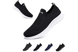 HANANI Mens Womens Slip On Trainers Casual Nordic Walking Shoes Breathable Running Shoes Nurse Work Shoes Lightweight Tennis Shoes Soft Mesh Gym Workout Sneakers