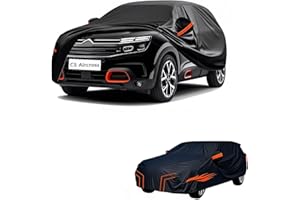 GÉNÉRIQUE Bache Voiture Exterieur imperméable Compatible avec Citroen C5 Aircross 2018-2025,résistante à la Neige, à la Pluie et au Vent,Toutes Les Saisons bache Voiture (Black Orange)