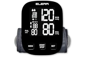ELERA Blood Pressure Monitor - CE Approved UK Upper Arm Blood Pressure Machines for Home Use with Cuff 22-42cm Heart Rate Monitor LCD Backlight Display, Accurate Smart BP Monitor with 2x90 Memory
