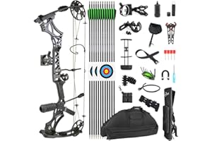 SHARROW Archery Compound Bow Kit 30-70lbs Adjustable Hunting Bow Adult Right Hand Compound Bow and Arrow Set IBO 320fps for Outdoor Shooting