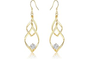 JEWTOP Ohrringe Silber 925 Gold Ohrstecker für Damen Herren Mädchen, Ohrhänger mit 5A Zirkonia Ohrringe Hängend