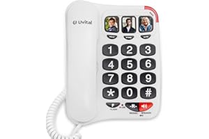 ​​​Big Button Telephone with Loud Volume, Uvital Speed Dialing Landline for Elderly, Support Adjustable Volume Loud for Hard of Hearing, Large Fonts Corded Phone