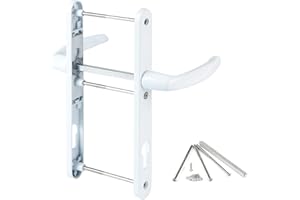 SWAWIS Türgriff 92mm, Türdrückergarnitur Weiß mit Montagezubehör, Türgriffe Alu, Türdrücker Gesamtlänge 250 mm für Haustüren Außen Türen Innentüren Terrassentüren