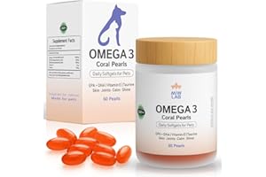 MAURITIUS ISLAND DOGS Omega 3 Perro y Gato Aceite de Pescado EPA + DHA + Taurina + Vitamina E Suplemento Perlas para Articulaciones Fuertes, Ayuda Artritis, Pelo Suave y Brillo Natural Mascotas Salmon 60 Capsulas Blandas