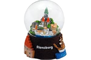 ‎MINIUM COLLECTION Souvenir Schneekugel Flensburg Schiff 65mm Reiseandenken Deutschland Schüttelkugel * 30041