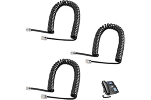 Ksywydu 3 Pièces Câble pour Combiné de Téléphone, Cable Telephone Fixe RJ9 4P4C Spiralé Noir 5M Câble Téléphonique à Spirale Extensible Remplaçant pour Téléphone de Bureau Maison Fax Modem