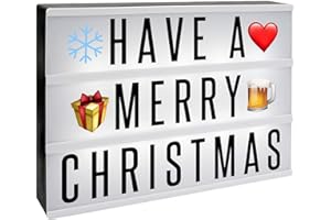 A4 Cinematic Light Box Sign - 205 Letters and Colour Emojis - USB or Battery Operated - USB Cable Included | Led Letters Board Decor, Novelty Gifts Christmas Birthdays | Pukkr