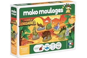 mako moulages - Le Monde des Dinosaures - Kit de Loisir Créatif - Coffret de 6 moules en Latex - Plâtre et peintures - Fabriqué en France - A partir de 5 Ans - 39109, Vert