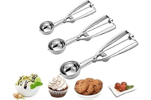 YUZITA Cookie Scoop, Ice Cream Scoop, Cookie Scoops per Baking Set di 3 con Cookie Dough Scoop, 3pcs Cookie Scooper per Baking, Acciaio inox Cookie Scoop Set, Ice Cream Scooper con Trigger release