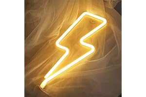 Nordstylee Segnale di luce al neon con fulmine a LED, ideale come regalo per bambini, per la parete, per festa di compleanno, Natale, decorazione di matrimonio, colore: bianco caldo