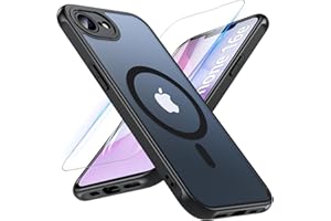 OWKEY Funda para iPhone 16e, Magnética Funda iPhone SE 4/SE 2025 para Magsafe con Protector de Pantalla, [Protección Militar], Translúcida Mate Antichoque Antigolpes Case para Carcasa iPhone 16e,Negro