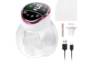 HitTopss Wearable Electric Breast Pump, Portable Wireless Wearable Breast Pump, 4 Modes & 9 Levels with LCD Display, Low Noise Rechargeable Hands Free Breast Pump Electric