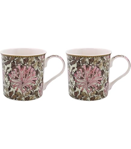 Set van Fine China vier mokken van Leonardo; William Morris Birds Collection Gift Boxed