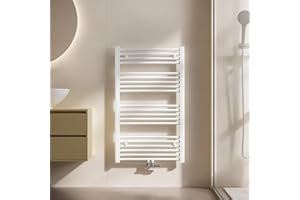 EMKE Badheizkörper Handtuchhalter 1000x600 mm, Handtuchheizkörper Mittelanschluss Handtuchwärmer Handtuchtrockner Heizkörper Bad Handtuchheizung Weiß 498W