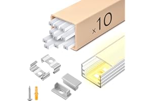 KSIBNW LED Profil Aluminium 1M 10Stück, U-Form Aluprofil Schiene Indirekte Beleuchtung Kanal mit Milchiger Abdeckung, Endkappen, Montageclips Diffusor für 8mm 10mm Breite LED Leiste Streifen Strip